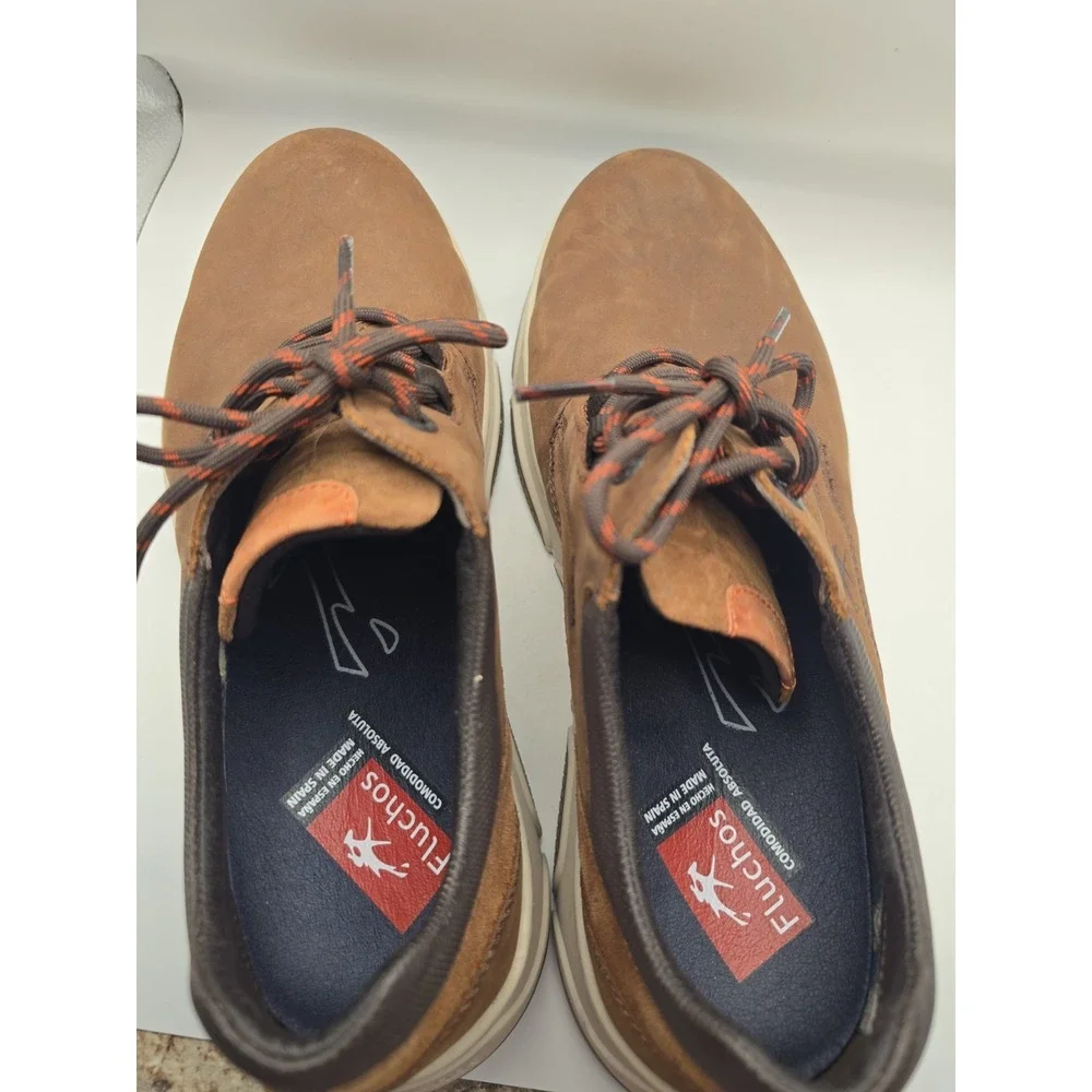 Fluchos Kansas F1345 Mens Casual Leather Sneakers Size 42 US Mens 9 Brown